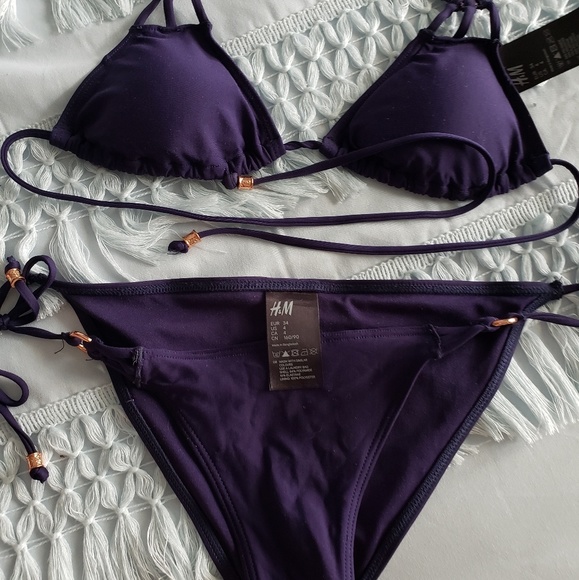 Navy blue bikini with gold hardware size xs - Picture 2 of 7